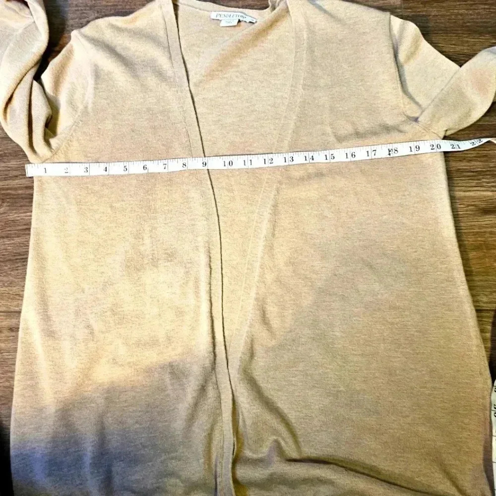 Pendleton Open Front Long Sleeve Beige Cotton /Vi… - image 6